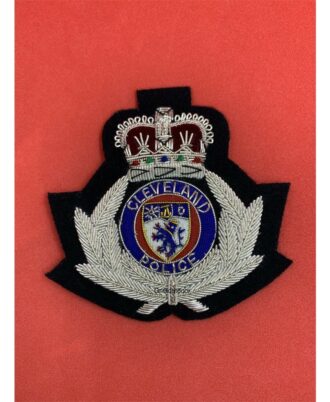 Cleveland-Police-Hat-Badge-British-Police-Hand-Embroidered-Bullion-Wire-Cap-Badge