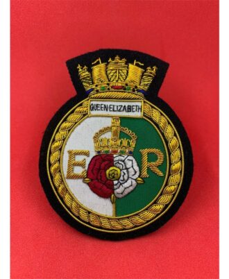 HMS-Queen-Elizabeth-Bullion-And-Wire-Blazer-Badge-Hand-Embroidered-Badge