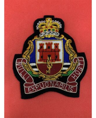 Royal-Gibraltar-Regiment-Blazer-Badge-RGR-Embroidered-Bullion-Wire-Blazer-Badge