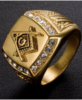 Templar-Masons-Ring-Electro-Gold-Plated-Stainless-Steel-Masonic-Ring-Size-11